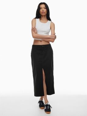 Tna Westwood Chino Skirt Black High-Slit Maxi Skirt